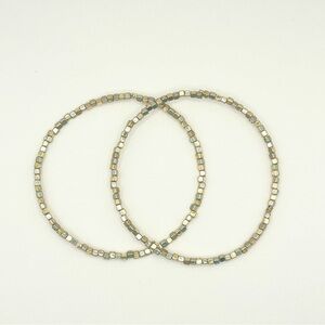 Gold & Silver tone Multi Cube Bead Bracelets (2) with Dust Pouch